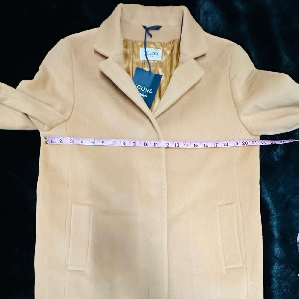 ICONS By Cinzia Rocca Wool Blend Tan Long Coat - Picture 4 of 16